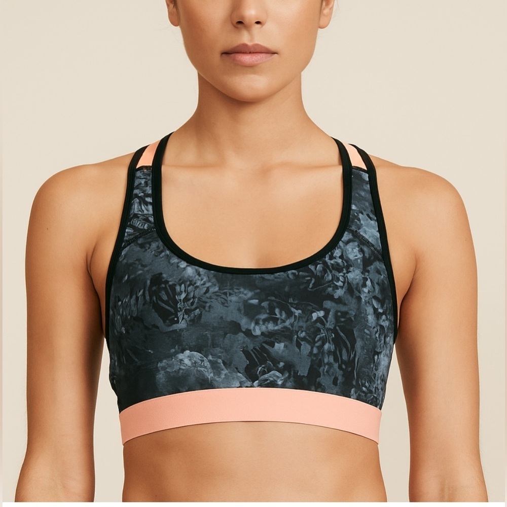 C9 Champion Power Core Racerback Stylish Black and Coral Sports Bra Size M